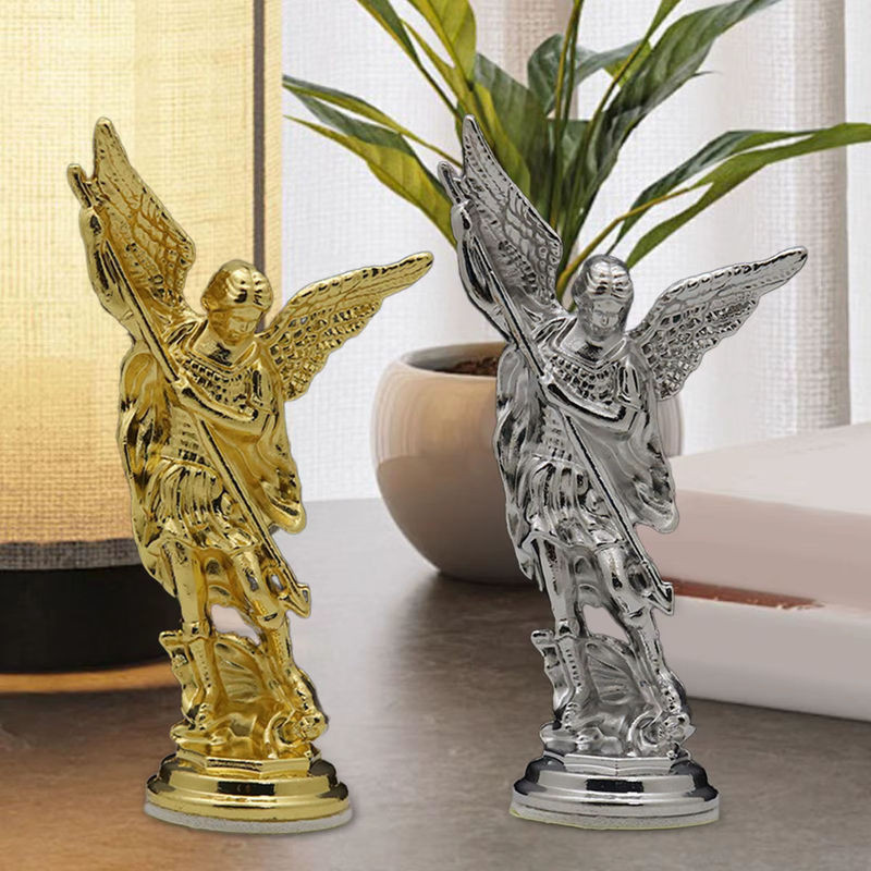 MagiDeal Engel Skulptur Besiegter Luzifer als religiöse Sammlerfigur aus Metall in Silber - Bild 1