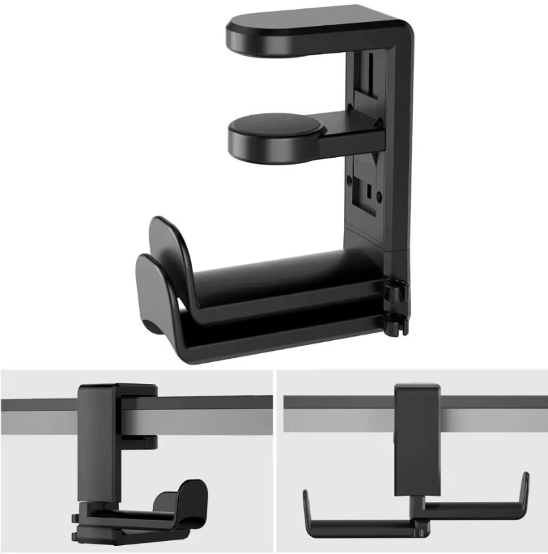 VIKEFON Headset-Hakenhalter mit 360-Grad-verstellbarem Gaming-Kopfhörerständer und drehbarem Kabel-Clip-Organizer in Schwarz oder Pink - Bild 2