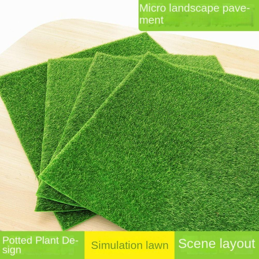 Grüne Grasmatte aus Kunststoff und Vliesstoff für DIY Micro Landschaften und künstliche Rasenflächen - Bild 2
