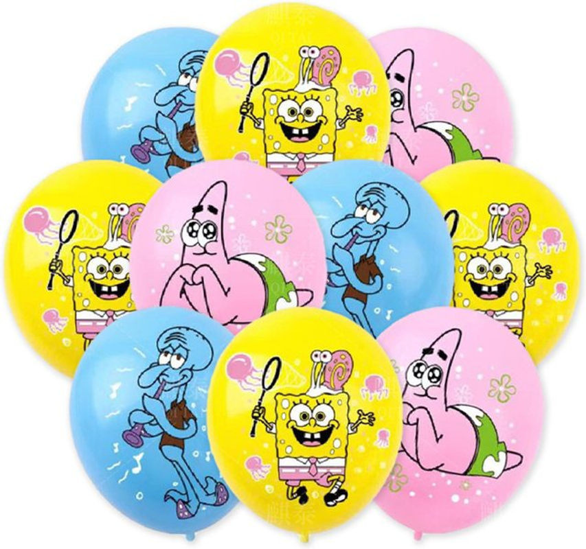 Potdemiel Party Dekoration Set mit 10 Stück SpongeBob und Patrick Star Latex Ballons in Mehrfarbig für Kindergeburtstage - Bild 1