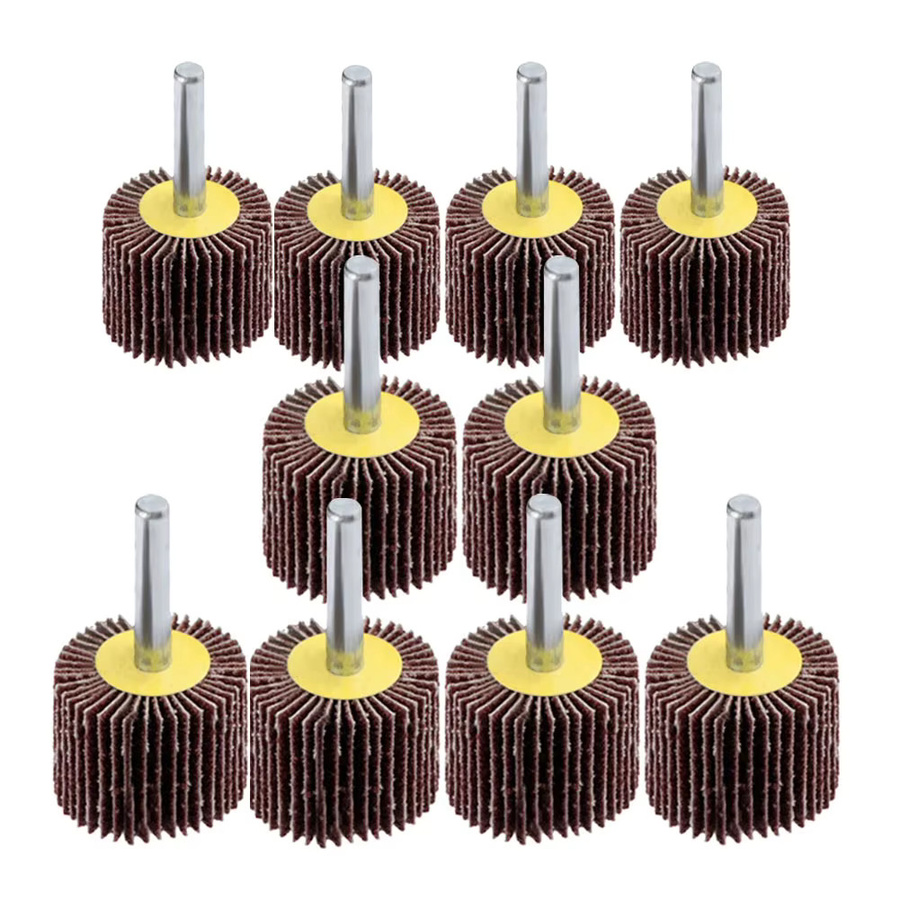 Vibratite Schleifscheiben Set mit 10 Flap Rädern, 30 mm Durchmesser, Körnung 80, Farbe Braun für Gravur und Anfasen - Bild 2