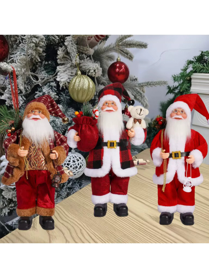 DUTRIEUX Weihnachtsmann-Figur in Rot und Gold aus Kunststoff und Textil, Höhe: 30,48 cm - Bild 5