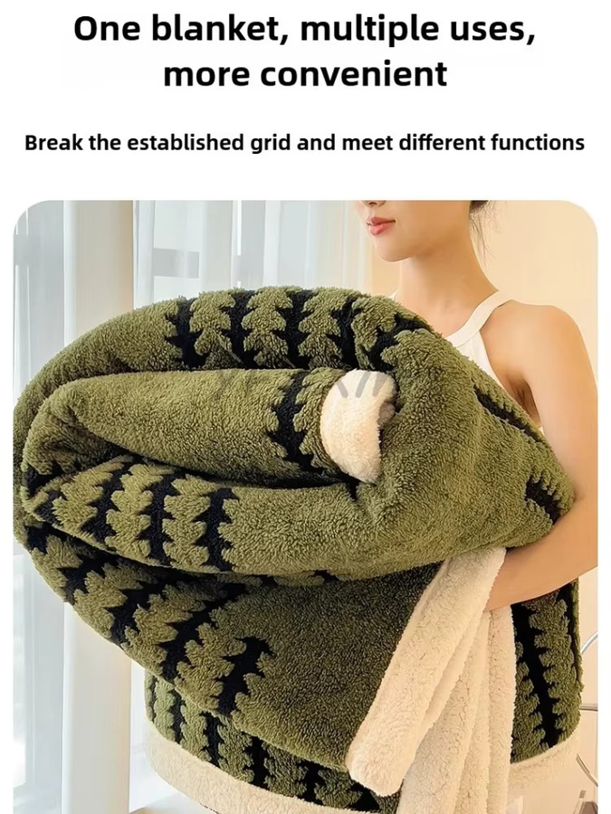 Weiche und flauschige Flanellbettdecke in Queen-Size, wärmende Fleece-Nickerchendecke für Erwachsene, Farben: Weiß und Grün - Bild 5