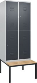 C+P Doppelstock-Spind Classic PLUS Sitzbank mit 2 Abteilen und Buche-Hartholz Sitzfläche, B/T/H: 212,0 x 80,0 x 81,5 cm - Bild 1