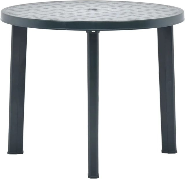 vidaXL Gartentisch aus Kunststoff in Grün für Garten und Terrasse, Durchmesser: 89 cm, Höhe: 72 cm - Bild 1