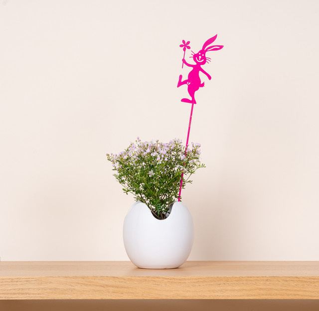BLUME2000 Metall Stecker Hase Gehend in Pink für Ostern und Frühling - Bild 1