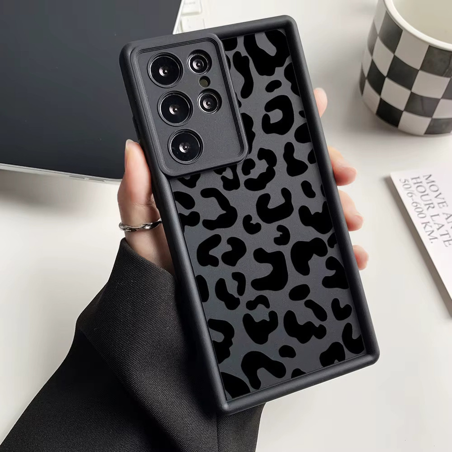 Silikon Handyhülle mit Leopard-Print für Samsung Galaxy A55 5G A54 A35 A34 A53 A52 A33 A32 A25 A24 A16 A15 A12 A06 A05 A05s in Schwarz - Bild 2