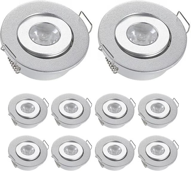 JOYINLED 10er Set Mini LED Downlights 12V in Silber, runde Einbaustrahler 3W für Treppen, Schrank und Akzentbeleuchtung - Bild 1