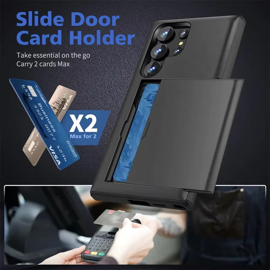 Slim Dual Lay Heavy Protector Case für Samsung Galaxy S26 S25 S24 S23 S22 S21 Ultra Plus FE A55 mit verstecktem Kartensteckplatz Wallet Cover in Gold - Bild 2