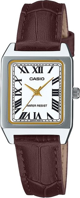 Casio Armbanduhr, Quarz, Edelstahl, Leder, Weiß, Herren - Bild 1