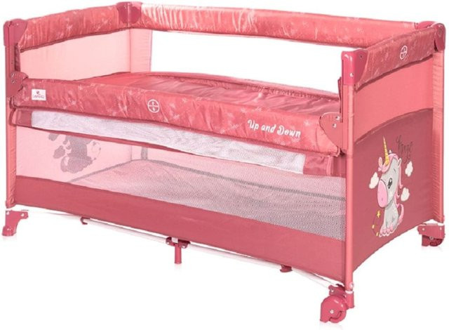 Lorelli Baby Reisebett Up´n Down mit 2 Ebenen und Rädern in Pink - Bild 1