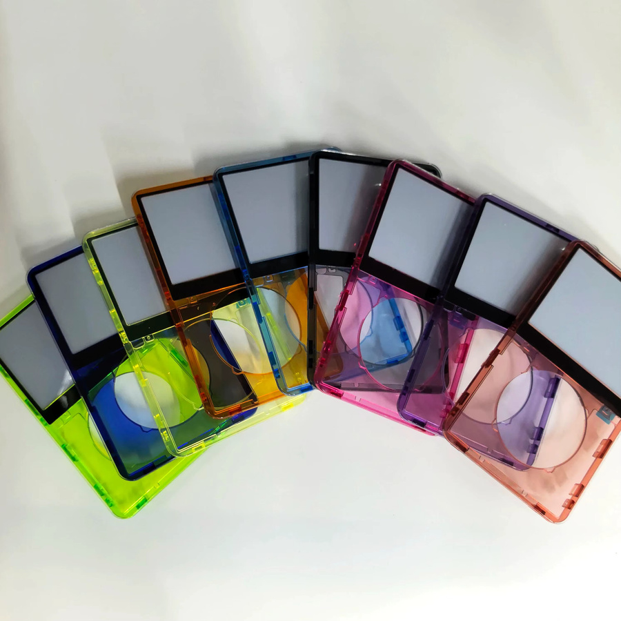 Apple iPod Classic Video 5. und 5,5. Generation Ersatzgehäuse mit transparenter Frontplatte und Clickwheel Mitteltasten-Modul in Transparent und Blau - Bild 1