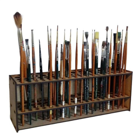 Holz Pinselhalter Wandhalterung mit 67 Löchern als Organizer für Pinsel, Buntstifte und Make-up