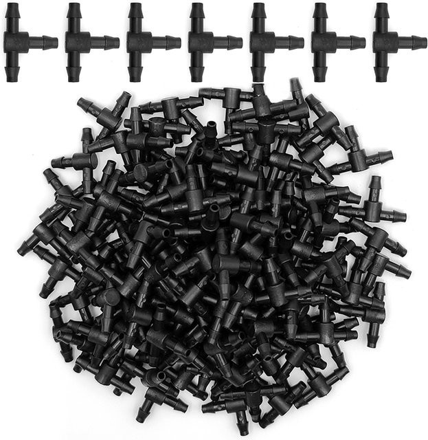 Wujie 50er Set 3-Wege-T-Stücke aus Kunststoff mit Widerhaken für 4/7mm Bewässerungsschläuche in Schwarz - Bild 1