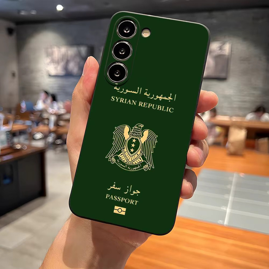 Samsung Handyhülle mit Syrien Motiv für S24 Ultra S25 S23 S22 S21 S20 Plus A16 A54 A34 A53 Rückseite Abdeckung in Schwarz und Grün - Bild 2