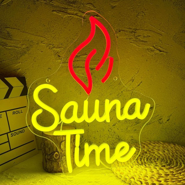 Sauna Time Dimmbares LED-Neonlicht Multicolor zur Wandmontage für Wellnessraum und Spa, B/H: 33,0 x 26,0 cm - Bild 1