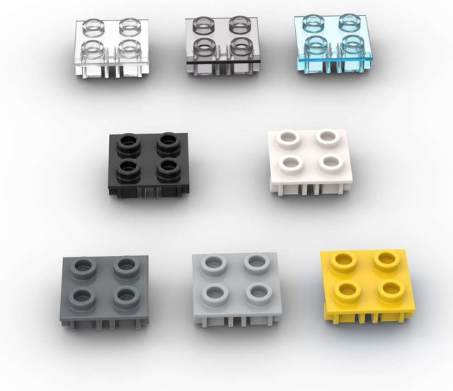 SixBricks Scharnier 2x2 Top Platte Bausteine, 10-teiliges Set, Grau - Bild 1