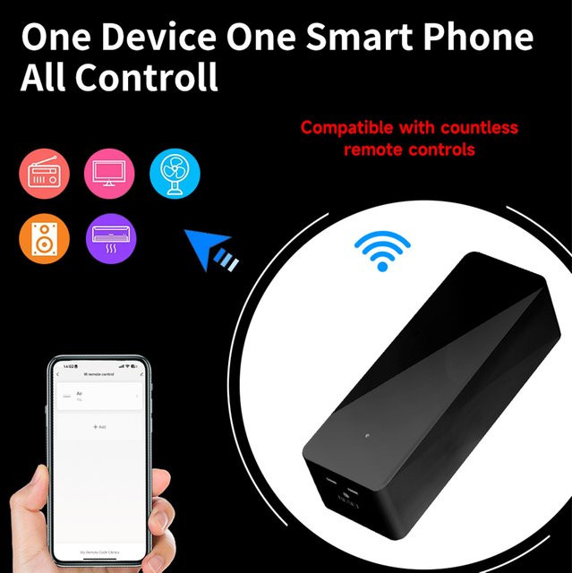 IHSENO Tuya Zigbee IR-Fernbedienung Smart Home in Schwarz, batteriebetrieben, kompatibel mit Alexa und Google Assistant - Bild 1