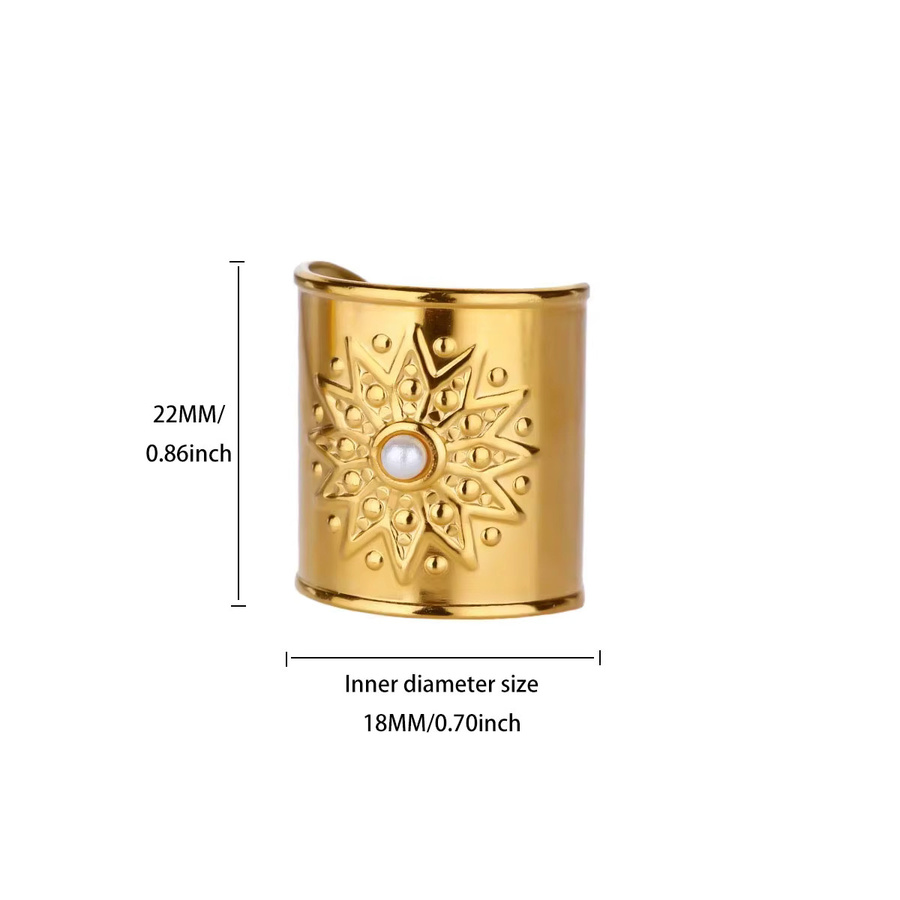 ETCAVCE Ring Edelstahl, Gold, Perle, Damen - Bild 2