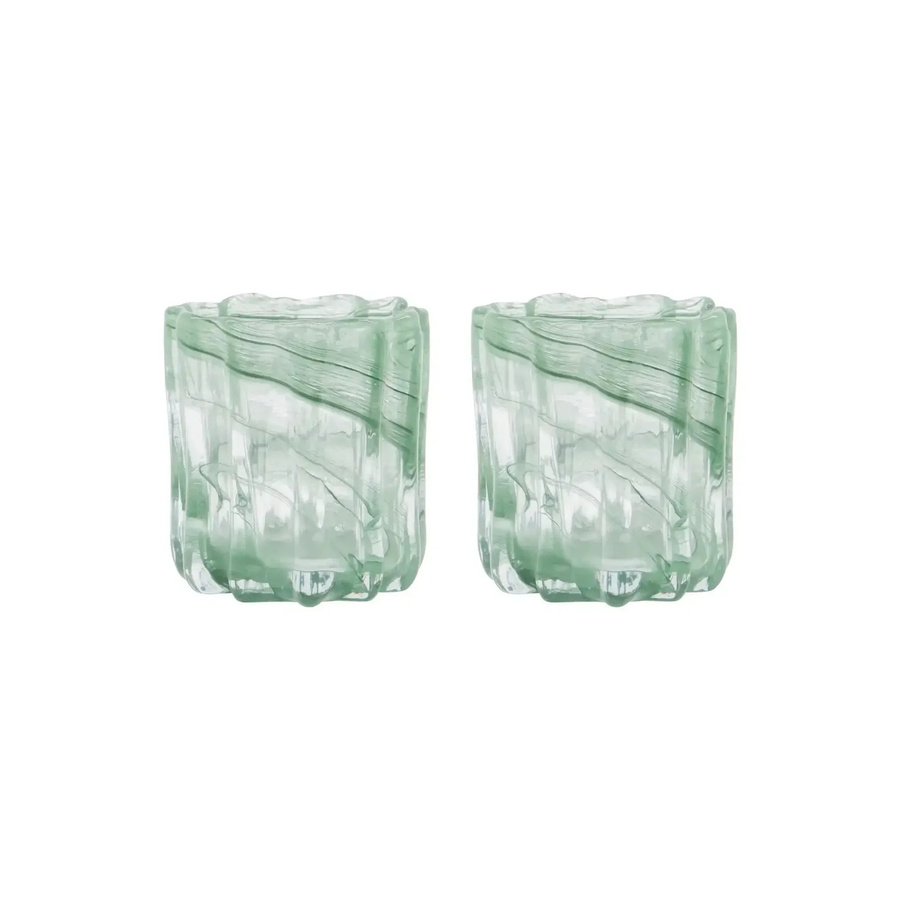 House Doctor Teelichthalter Curl grün aus Glas, 2 Stück, Höhe: 10 cm - Bild 1