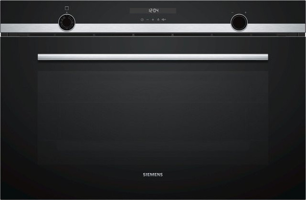 Siemens Einbaubackofen in Schwarz/Edelstahl mit 112 l Volumen, pyrolytischer Selbstreinigung und schnellem Vorheizen, Breite: 89,6 cm