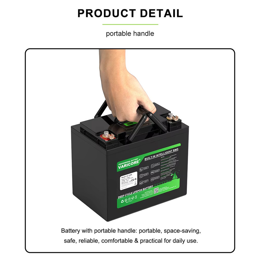 VariCore 12V 40Ah LiFePO4 Batterie mit prismatischen Klasse-A-Zellen in Schwarz für Solar-, Wohnmobil-, Elektrofahrzeug- und Off-Grid-Stromsysteme - Bild 4