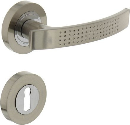 Intersteel Türdrücker William aus Zinklegierung in Silber Matt mit BB-Rosetten, Durchmesser: 52 mm, Dicke: 10 mm - Bild 1