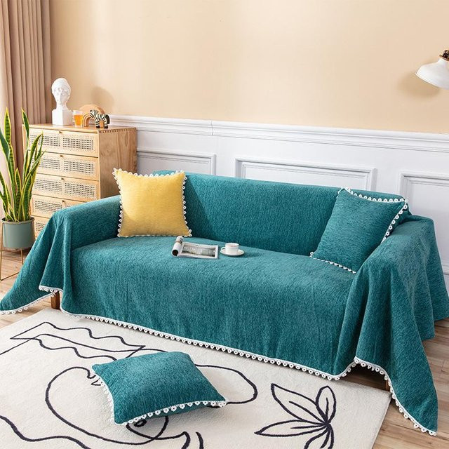Binchi Outdoor Equipment Sofabezug aus Chenille mit floralem Muster in Türkis, B/B: 90 x 90 cm - Bild 1