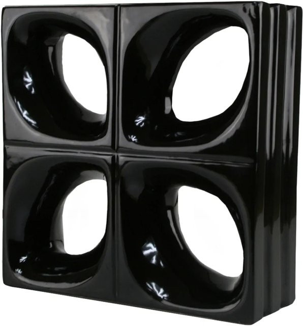 Keramikstein Fuchs Design Style n Art in Schwarz mit floralem Motiv, B/T/H: 24 x 24 x 8 cm - Bild 1