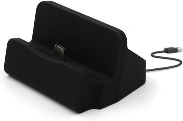 TOMTOP JMS Telefon-Dock Ladestation mit USB-C Kabelhalter in Schwarz - Bild 1