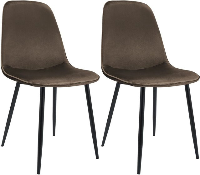 2er Set Esszimmerstühle DELUKE RAZON aus Samt in Braun, B/T/H: 45 x 54 x 88 cm - Bild 1