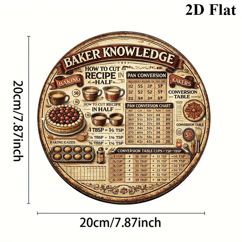 CIFBUY Retro Rundes Metallschild für die Küchenwanddekoration, Mehrfarbig, Durchmesser: 20,32 cm - Bild 3