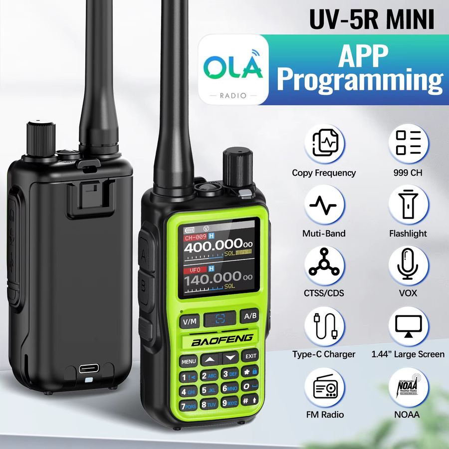 Baofeng UV-5R Mini Walkie Talkie mit Bluetooth und Typ-C, Amateurfunk Funkgerät AM/FM in Schwarz oder Grau - Bild 2