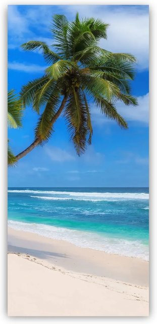 Walllux Duschrückwand Paradies Strand in Multicolor und Weiß aus Alu-Verbund, B: 90 cm, H: 200 cm, Dicke: 3 mm - Bild 1
