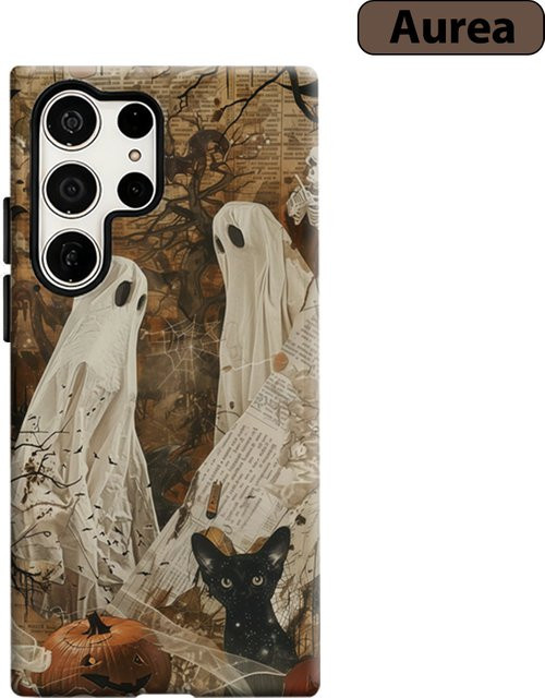 Stoßfeste Vintage Halloween Geister Handyhülle für Samsung Galaxy S25 Ultra, S24 und S23 Ultra Plus in Multicolour - Bild 1