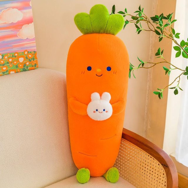 Großes Fruchtkissen Karotte Hase, Plüschtier, 95cm - Bild 1