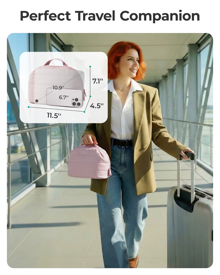 BAGSMART Reise-Make-up-Tasche für Damen, gepolsterte und wasserabweisende Kosmetiktasche in Pink/Multicolour - Bild 3