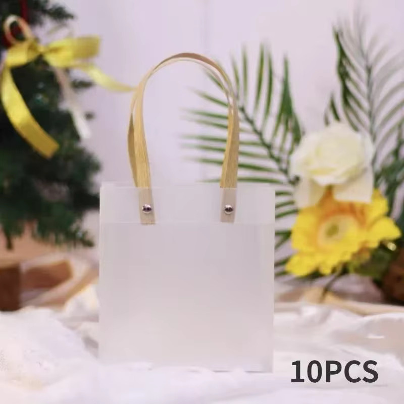10 Stück Weihnachts Geschenktüten aus Kunststoff für Süßigkeiten und Geschenke, gefrostetes Design - Bild 2