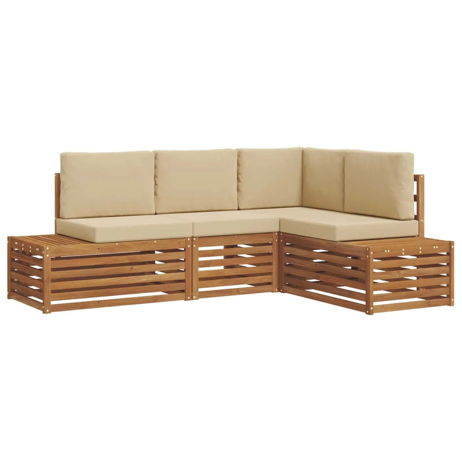 vidaXL Gartenmöbel Sofagarnitur 4-teilig aus Akazienholz mit Kissen in Natur-Beige - Bild 2