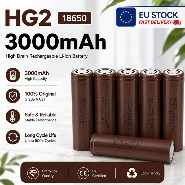 Makita 18650 Lithium-Ionen-Akku 3,7V 3000mAh Flachkopf-Hochstrom-Zelle Ersatz für HG2 - Bild 1
