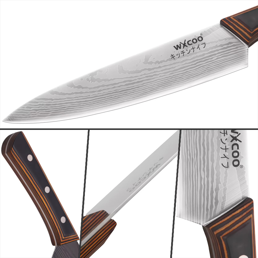 WXCOO Profi-Kochmesser aus Edelstahl mit Holzgriff in Silber - Bild 5