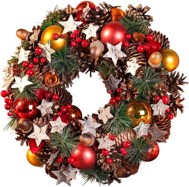 Künstlicher Deko-Kranz von MODERNE HAUSFRAU in Kupfer und Mehrfarbig für die Weihnachtsdekoration, Durchmesser: 31,0 cm - Bild 1