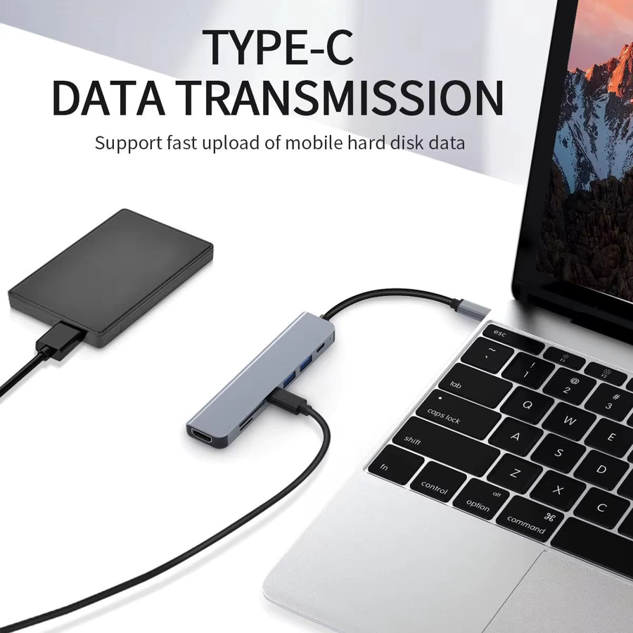 Generic 7-in-1 USB-C Hub aus Aluminium mit HDMI 4K, USB 3.0, PD 100W und Kartenleser Dockingstation - Bild 5