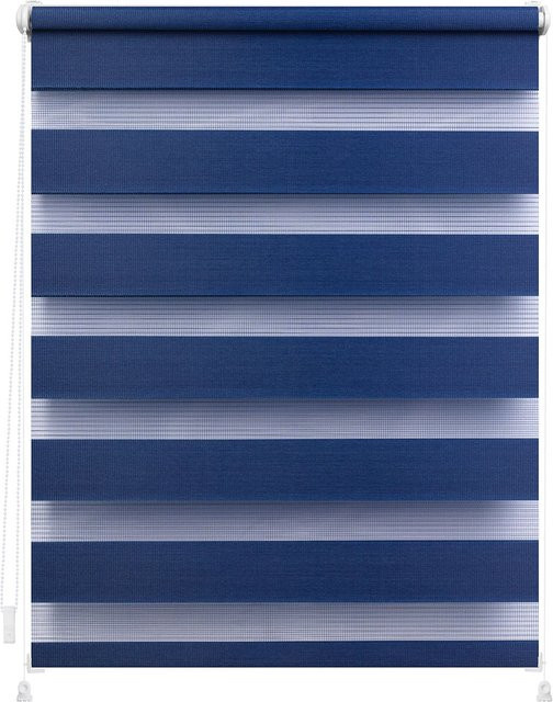Lichtblick Duo-Rollo Klemmfix Day-Night gestreift, Blau, B: 60 cm, H: 150 cm - Bild 1
