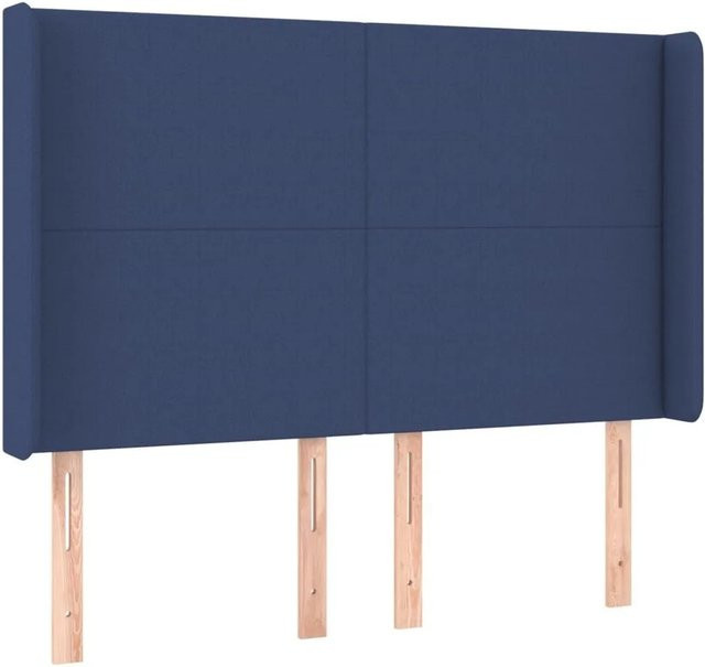vidaXL Kopfteil mit Ohren in Blau aus Stoff, B/T/H: 147 x 16 x 118/128 cm - Bild 1