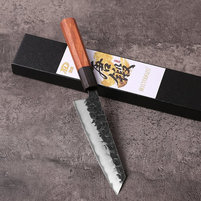 MOSTODOZO Bunka-Messer aus japanischem handgeschmiedetem 3-lagigem Verbundstahl, 15,24 cm professionelles Kochmesser in Silber mit Holzgriff - Bild 1