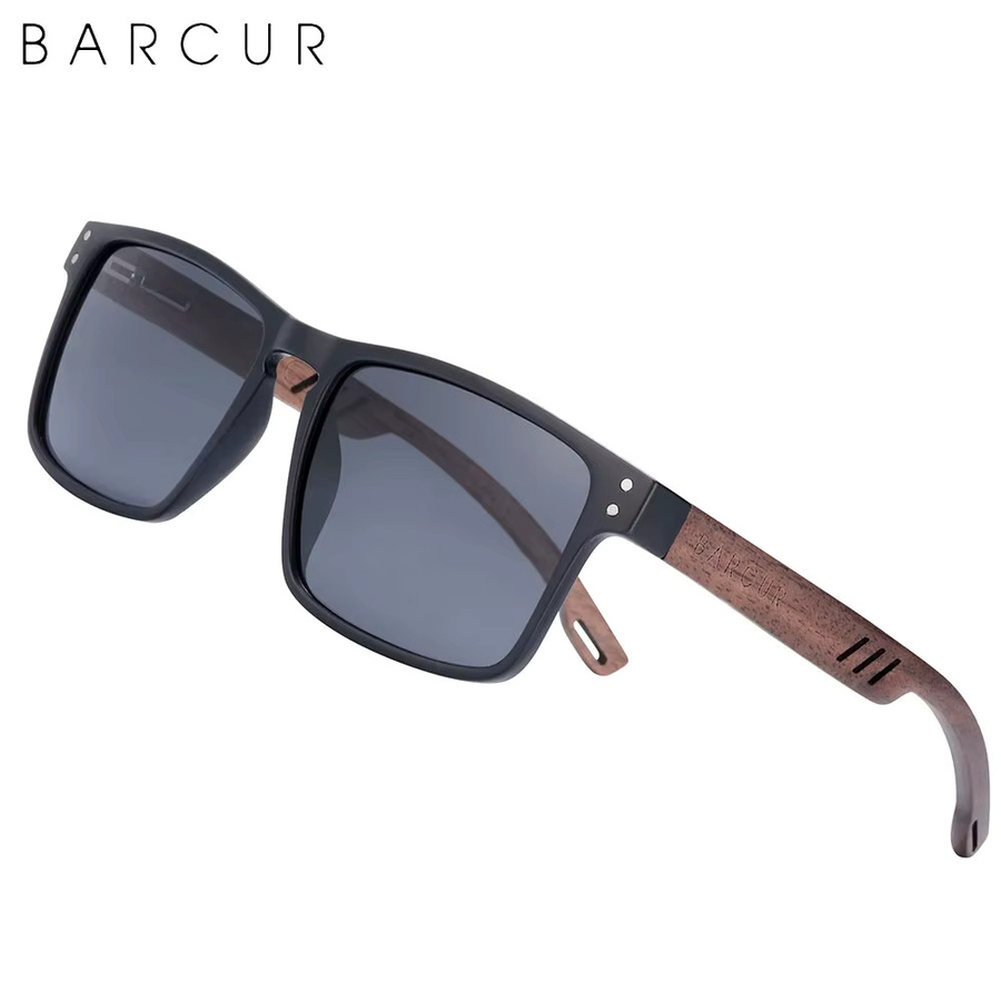 BARCUR Sonnenbrille, Holz, quadratisch, Vollrand, polarisiert, Unisex, braun - Bild 3