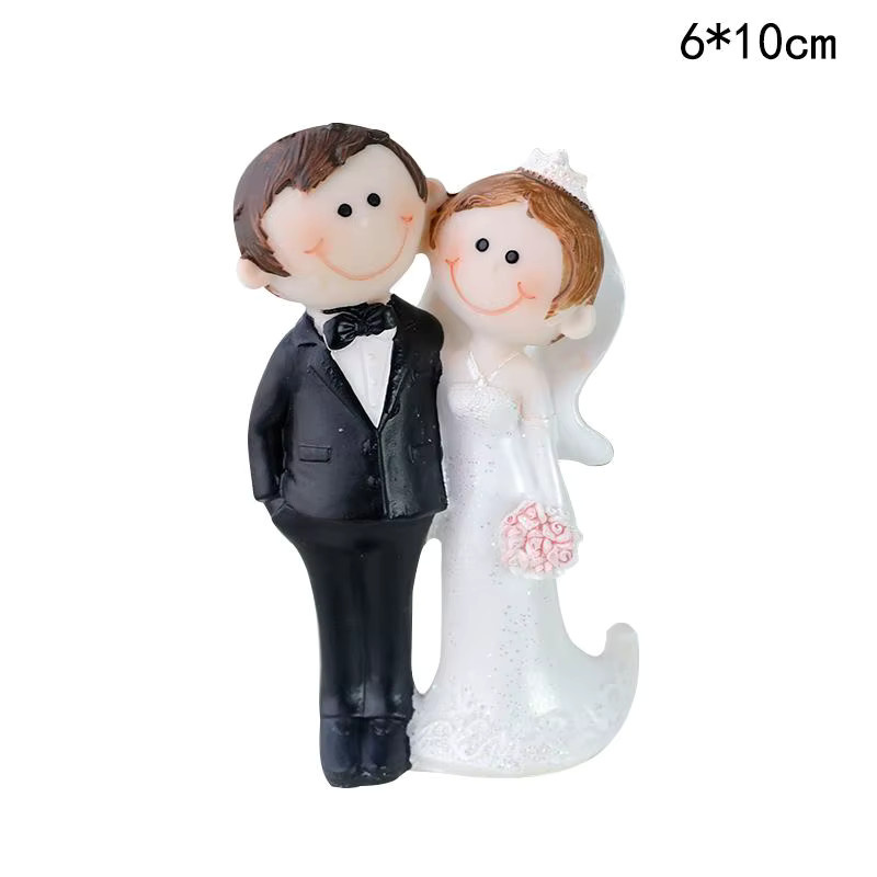 Ataozhekou Hochzeitstortenaufsatz für Braut und Bräutigam in Weiß als rustikale Kuchendekoration für Hochzeit, Verlobung und Valentinstag - Bild 3
