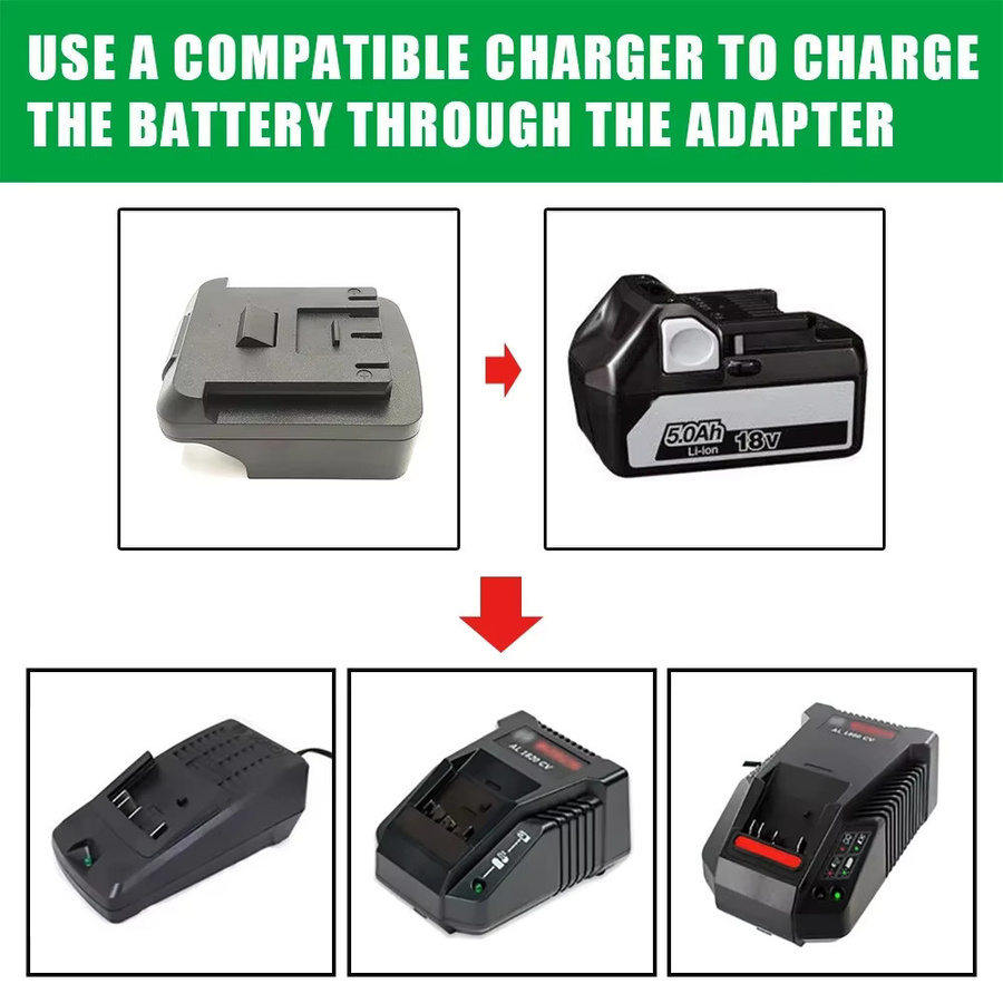 HiKOKI Akku-Adapter für 18 V Lithium-Akkus zur Nutzung mit Makita, DeWalt, Milwaukee und Bosch 18 V/20 V Akku-Elektrowerkzeugen in Schwarz - Bild 3