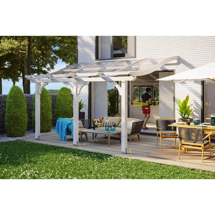 Skan Holz Terrassenüberdachung Venezia aus Leimholz mit Polycarbonat-Dach in Weiß, B: 434 cm, T: 289 cm, H: 165 cm - Bild 2